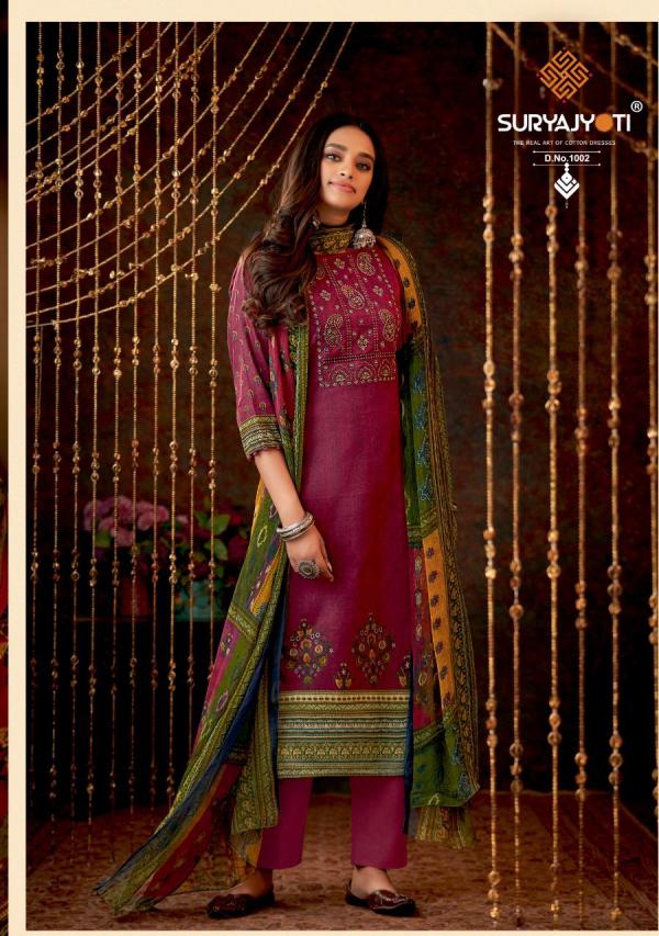 Suryajyoti Shezan Vol-1 jam Satin Neck Embroidery Dress Material